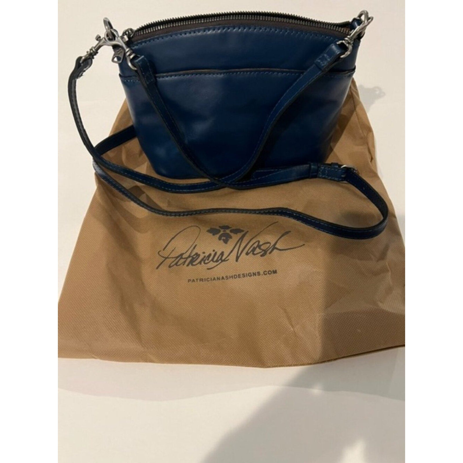 Patricia Nash Arlee Dome Leather Crossbody Bag Cerulean Blue NWOT