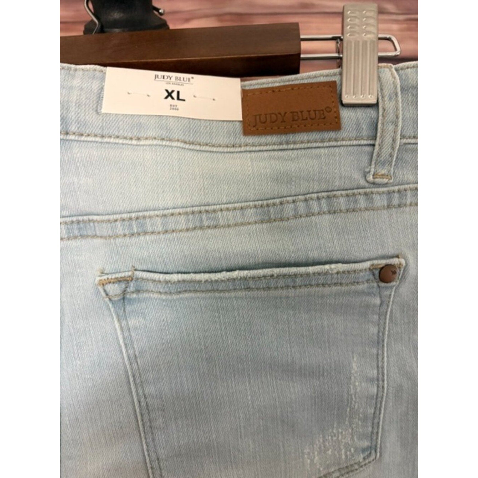 Judy Blue XL High Waist Light Wash Frayed Hem Cutoff Shorts Stretch Denim NWT