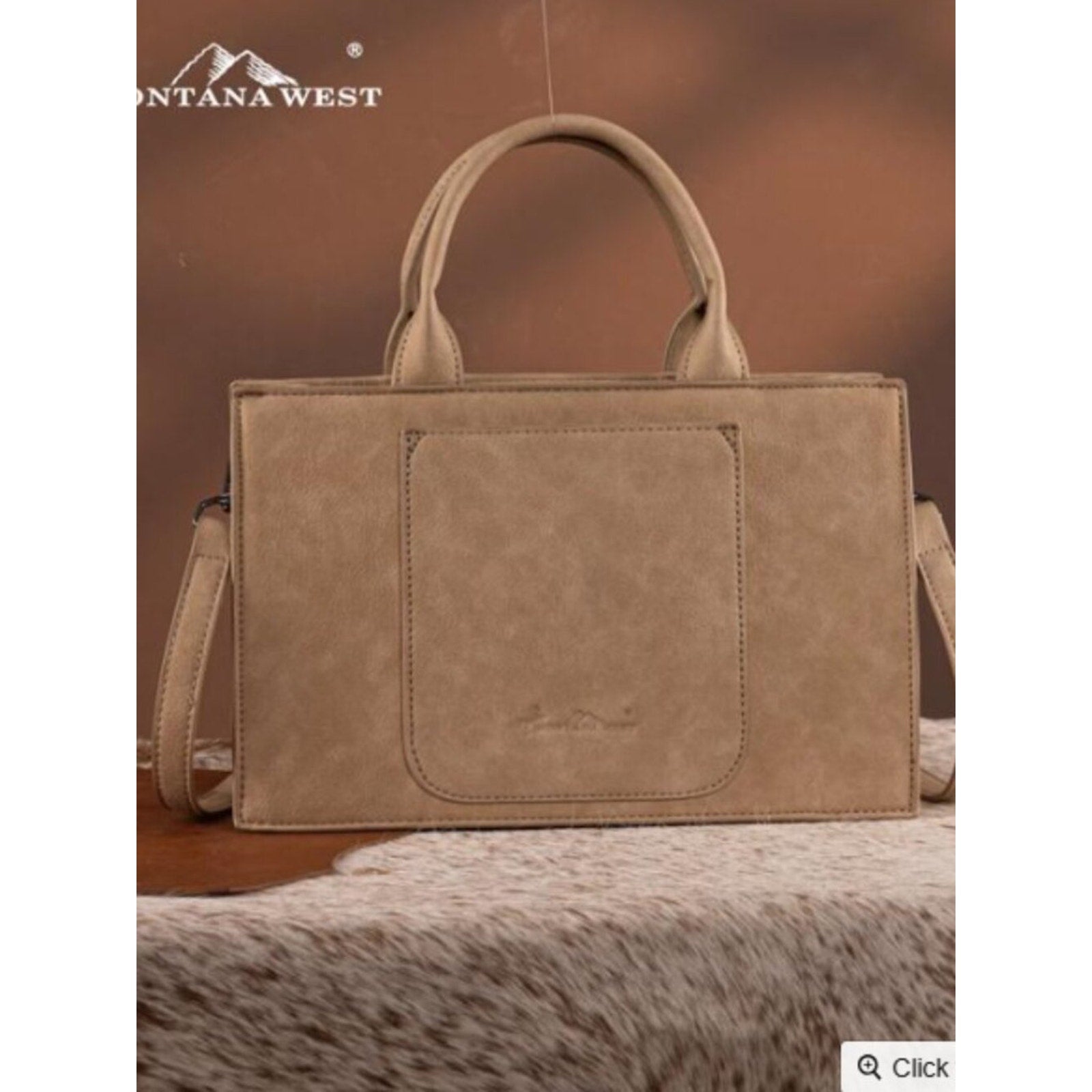 Montana West Floral Tooled Crossbody Tote Bag, Tan NWT