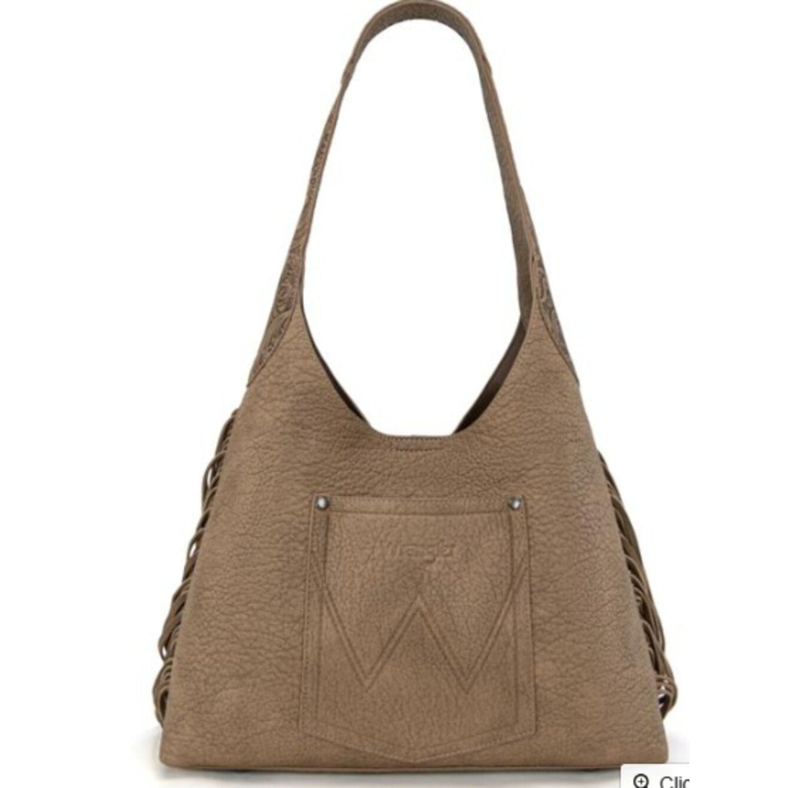 Wrangler Fringe Tooled Western Hobo Purse Khaki NWT