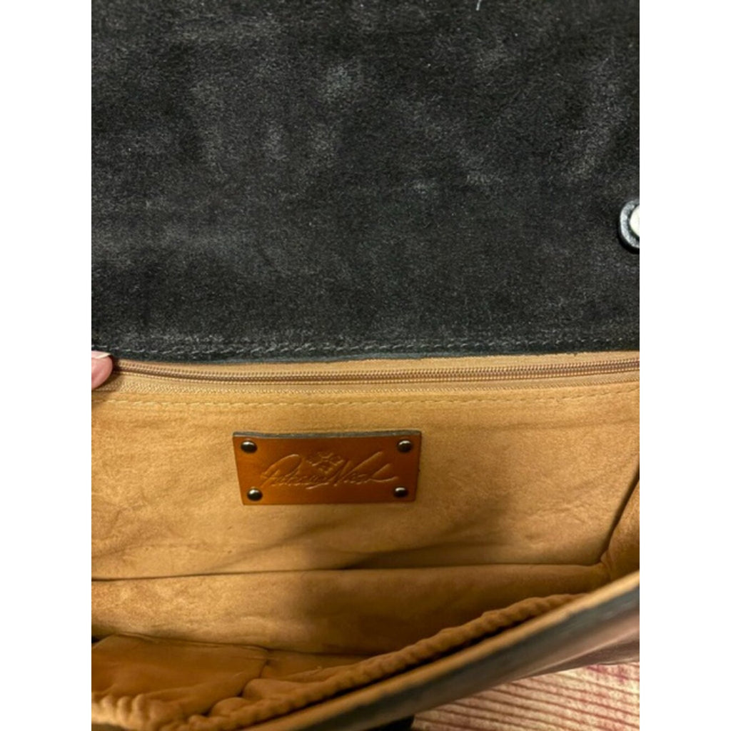 Patricia Nash Kent Burnished Rose Tooled Leather Crossbody Black NWOT