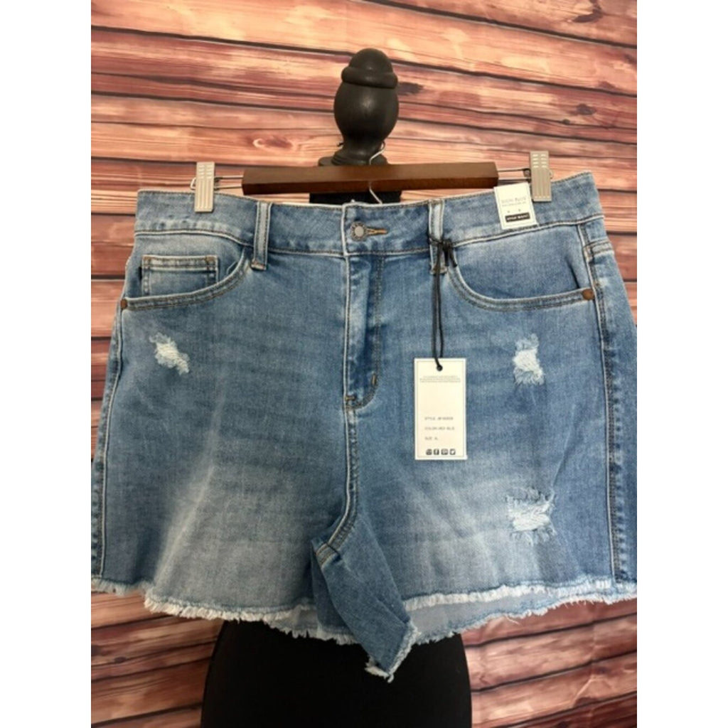 Judy Blue High Waist Denim Distressed Cutoff Shorts Size XL NWT