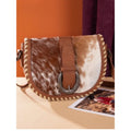 Trinity Ranch Western Hair on Hide Cowhide Saddle Crossbody Purse Brown NWT
