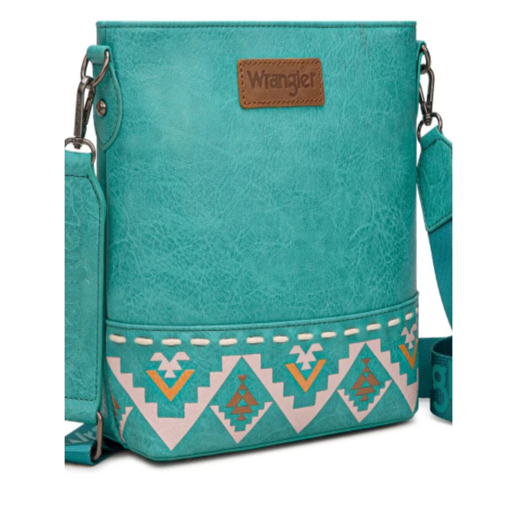 Wrangler Turquoise Aztec Crossbody Bag Western Messenger Pruse NWT