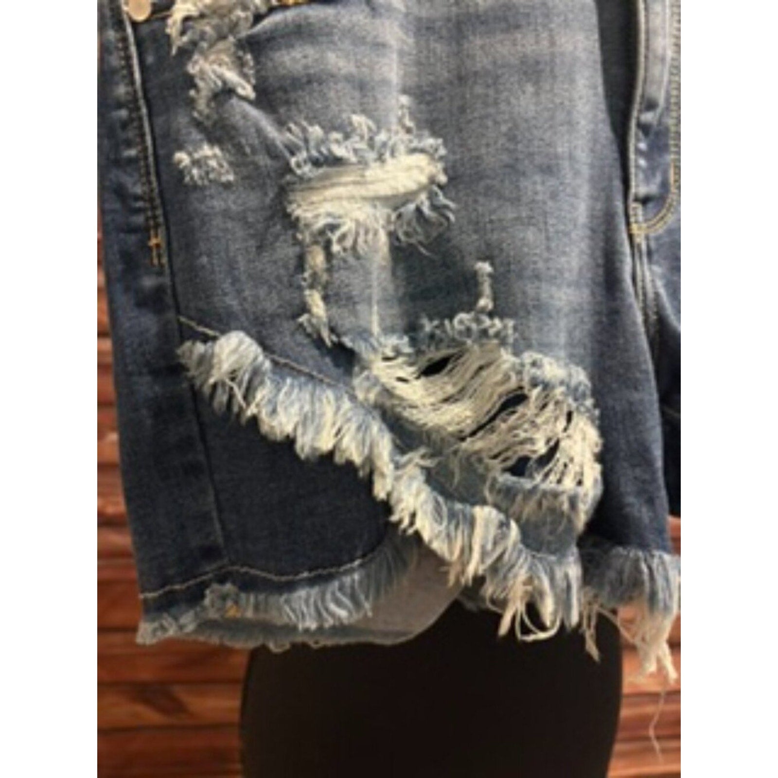 Judy Blue XL High Rise Distressed Cutoff Shorts Tulip Hem Dark Wash NWT
