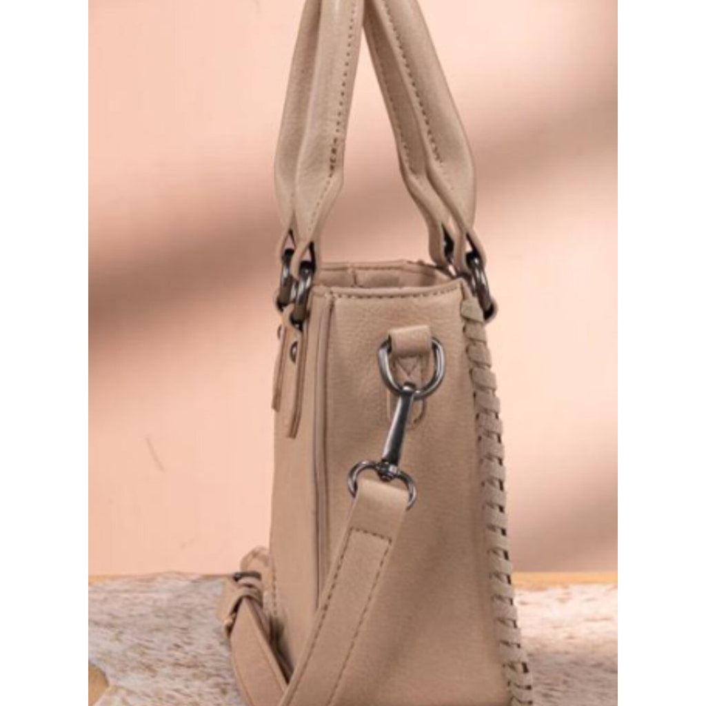 Trinity Ranch Floreal Tooled Mini Tote Crossbody Tan NWT