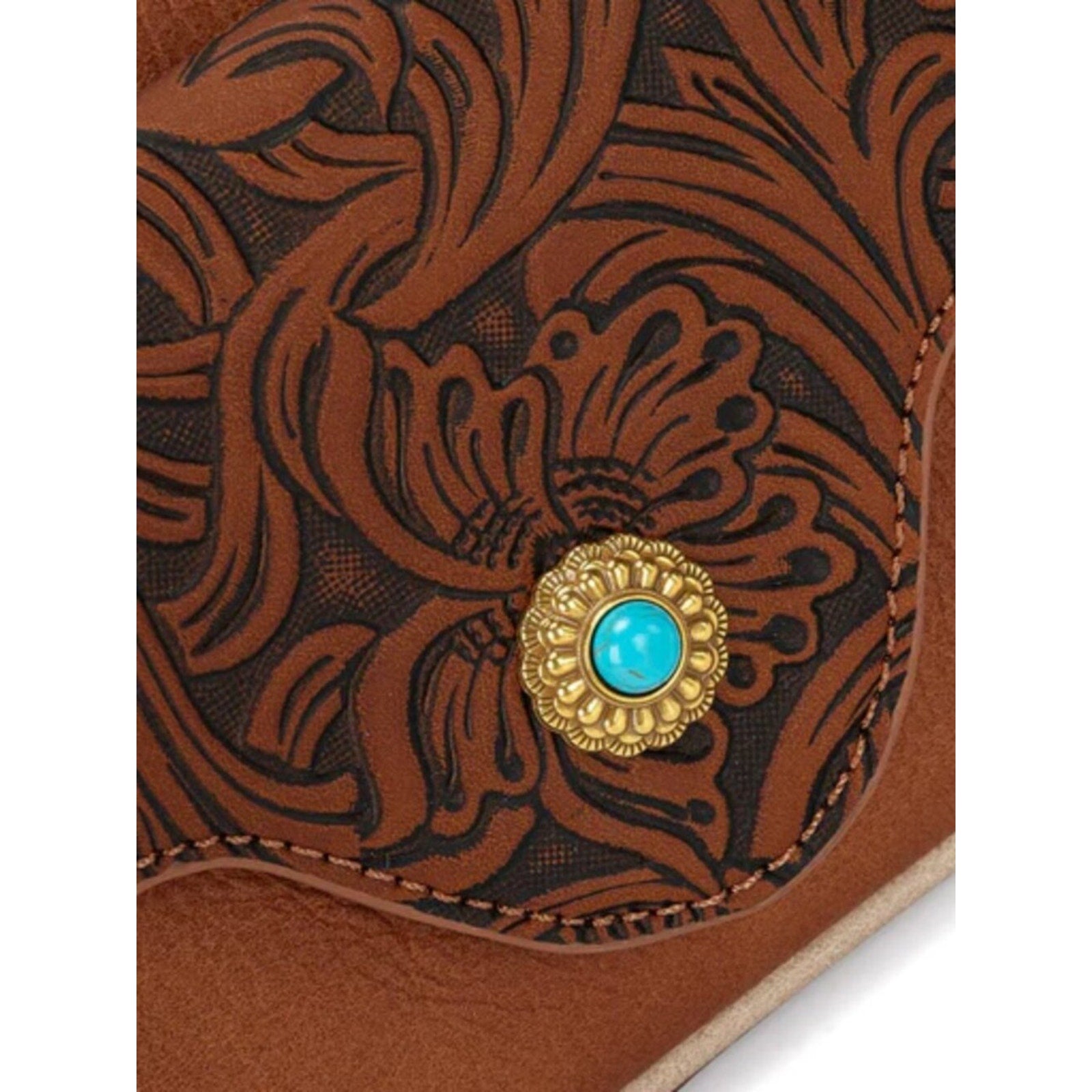 Montana West Tooled Floral Chain Strap Crossbody Shoulder Bag Brown NWT