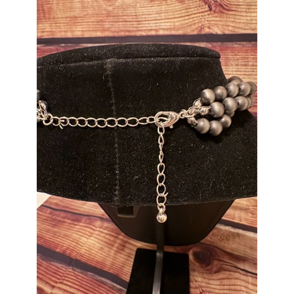 Western Turquoise Navajo Pearl Choker Necklace Silver Bead Cowgirl NWT