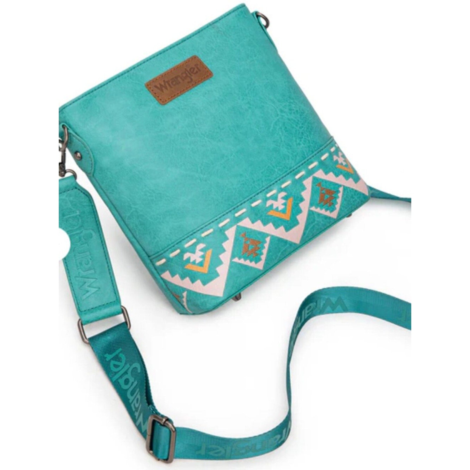 Wrangler Turquoise Aztec Crossbody Bag Western Messenger Pruse NWT