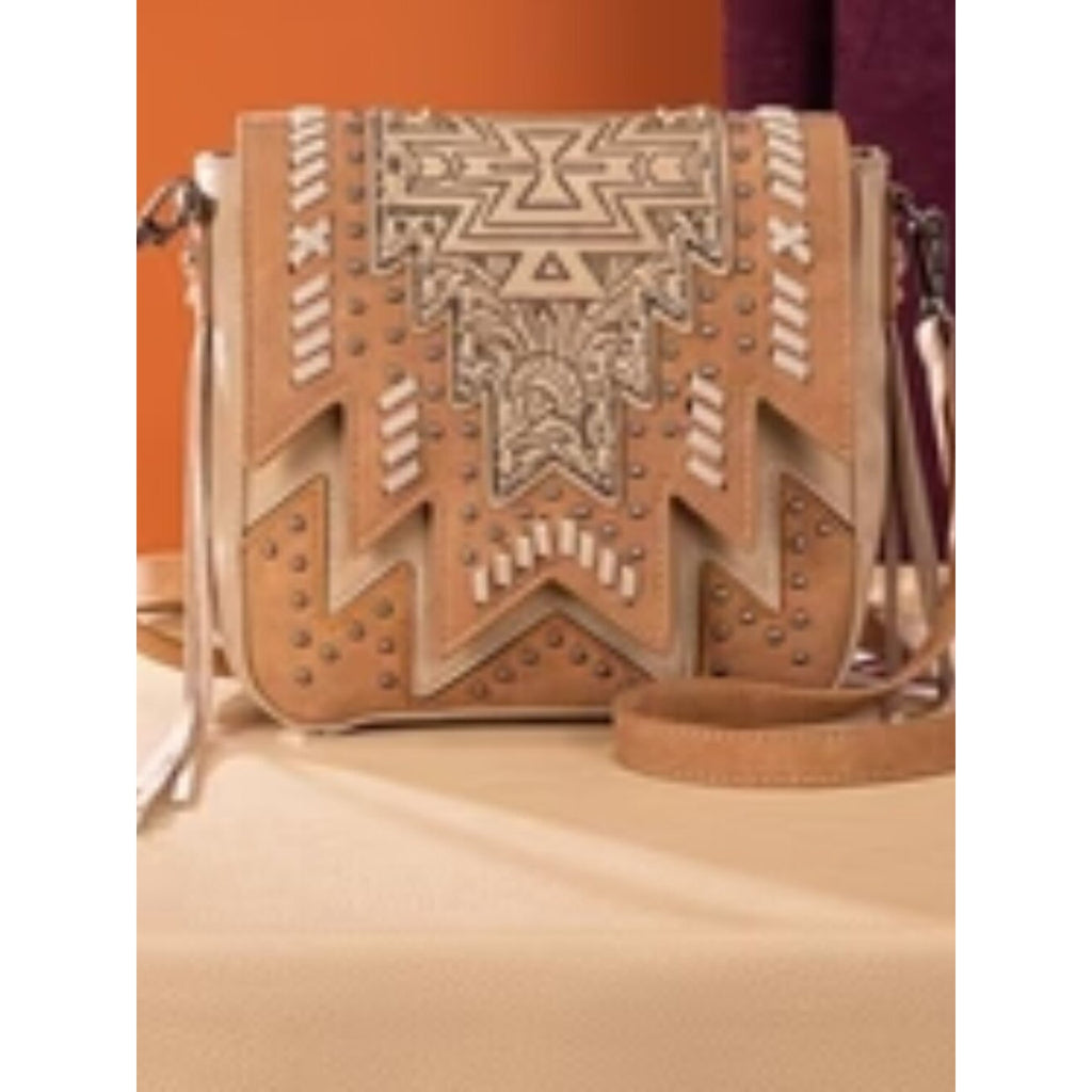 Montana West Tan Aztec Tooled Fringe Bag-SOLD OUT NWT