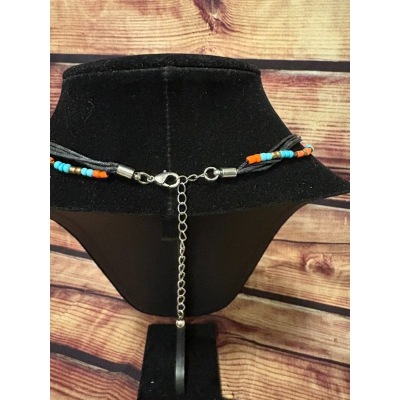 Western Beaded Choker Necklace Turquoise Orange Concho Adjustable NWT