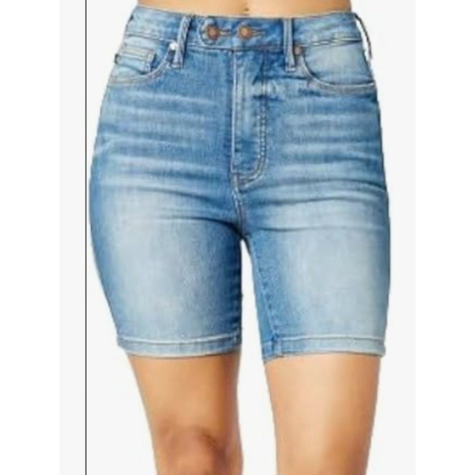 Judy Blue XL Tummy Control Bermuda Shorts High Rise Double Button Stretch Denim