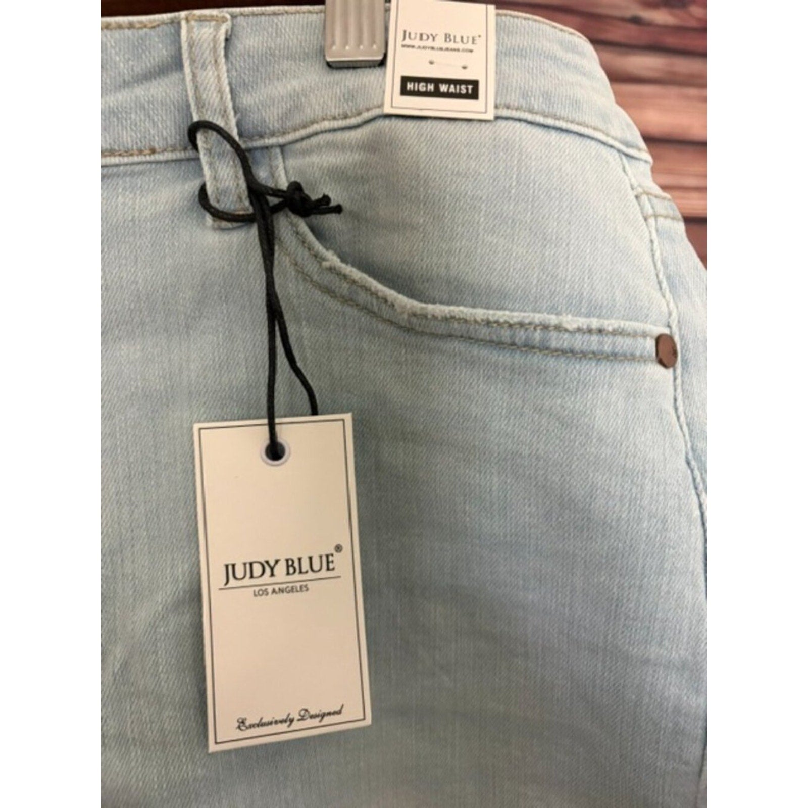 Judy Blue XL High Waist Light Wash Frayed Hem Cutoff Shorts Stretch Denim NWT