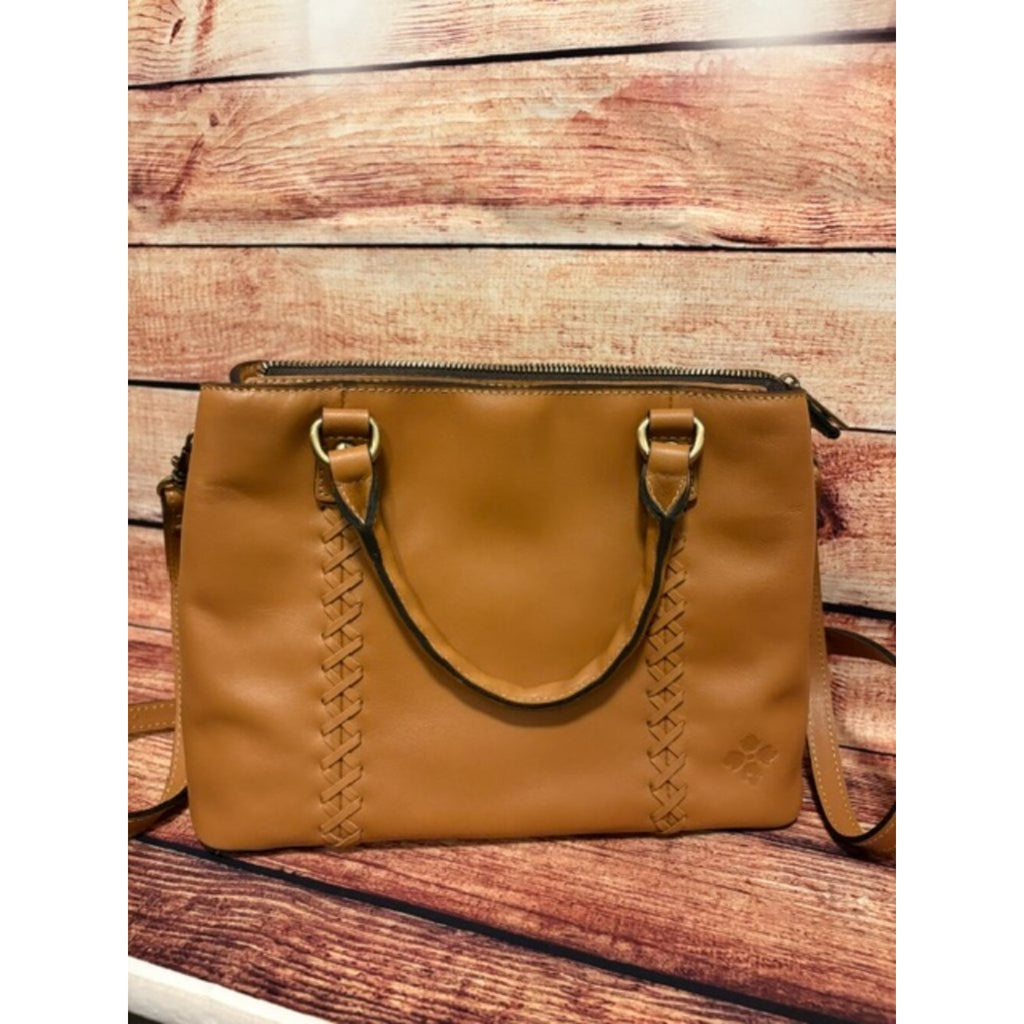 Patricia Nash Nova Italian Leather Satchel Crossbody Hazelnut NWOT