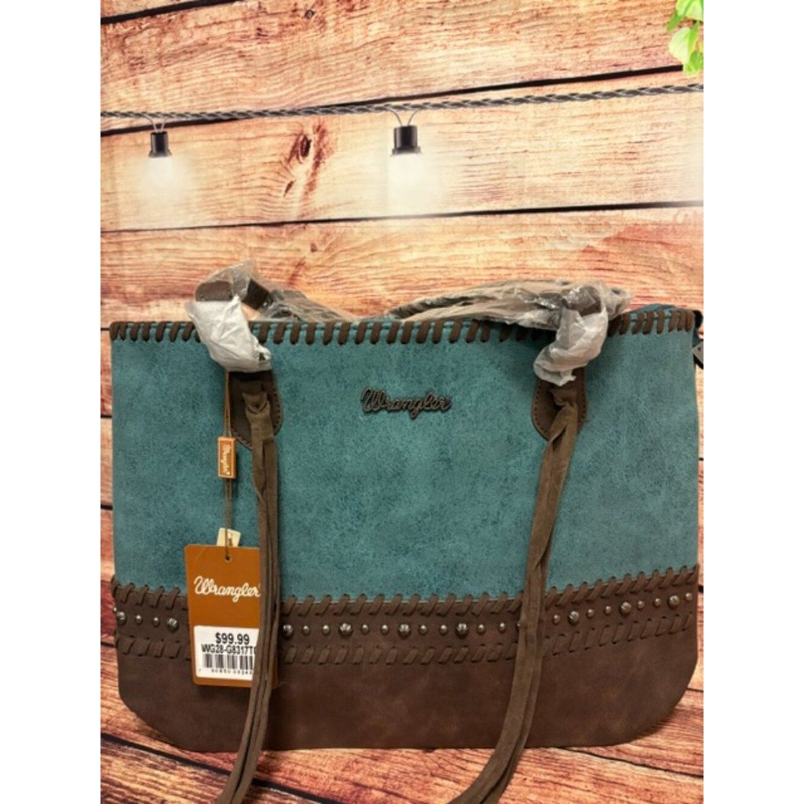 Wrangler Turquoise Aztec Fringe Western Tote Bag NWT