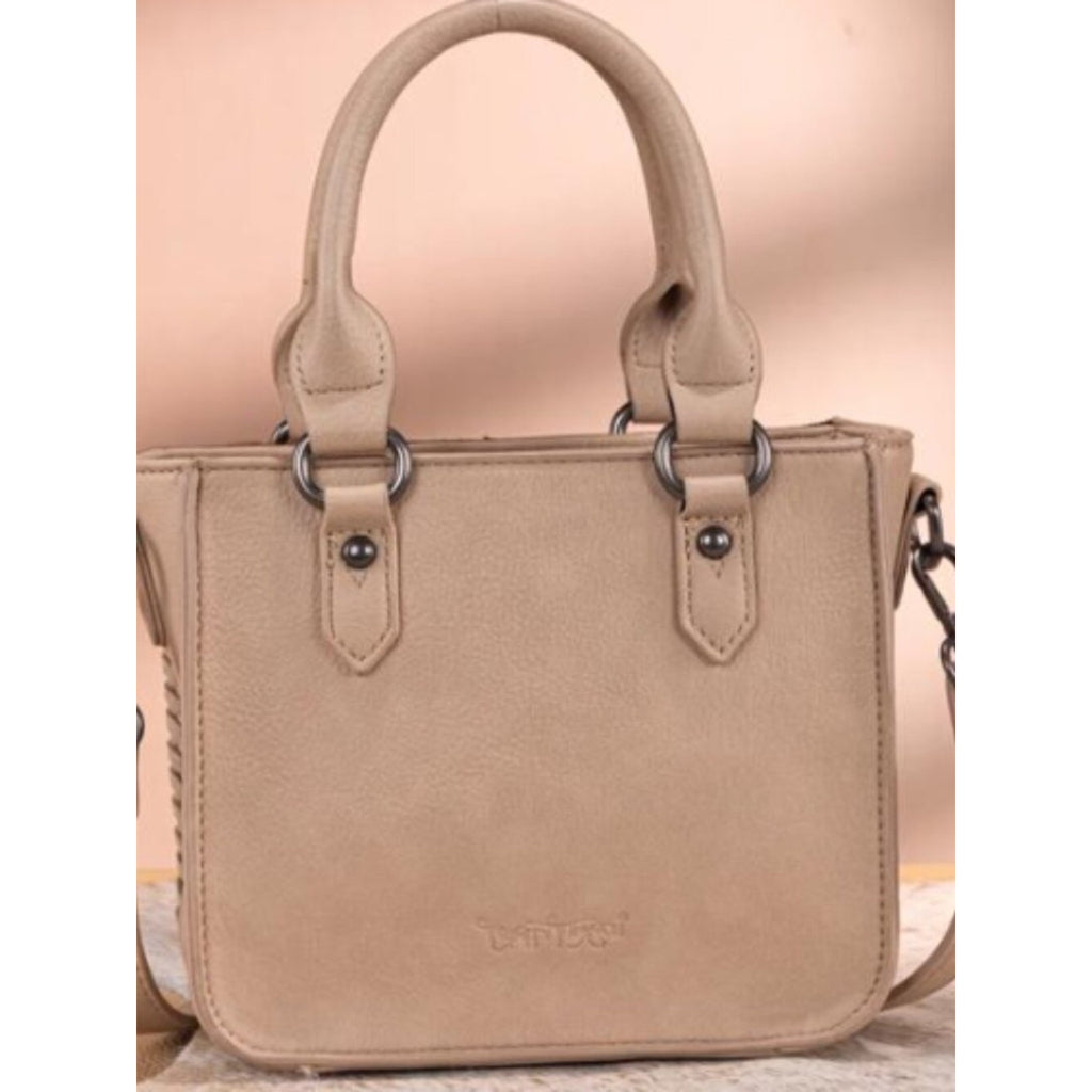 Trinity Ranch Floreal Tooled Mini Tote Crossbody Tan NWT