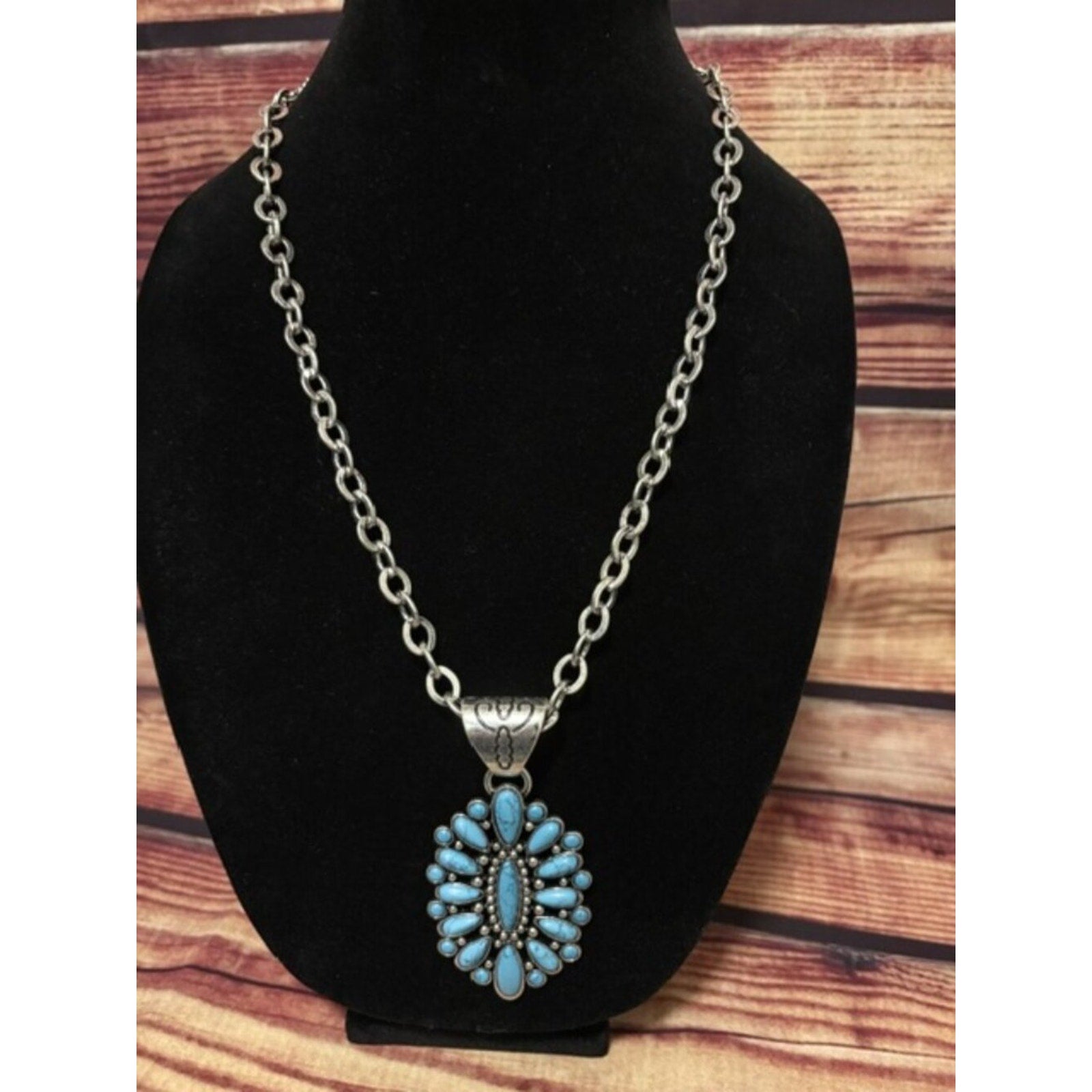 Western Turquoise Concho Statement Necklace Cowgirl Southwestern NWT