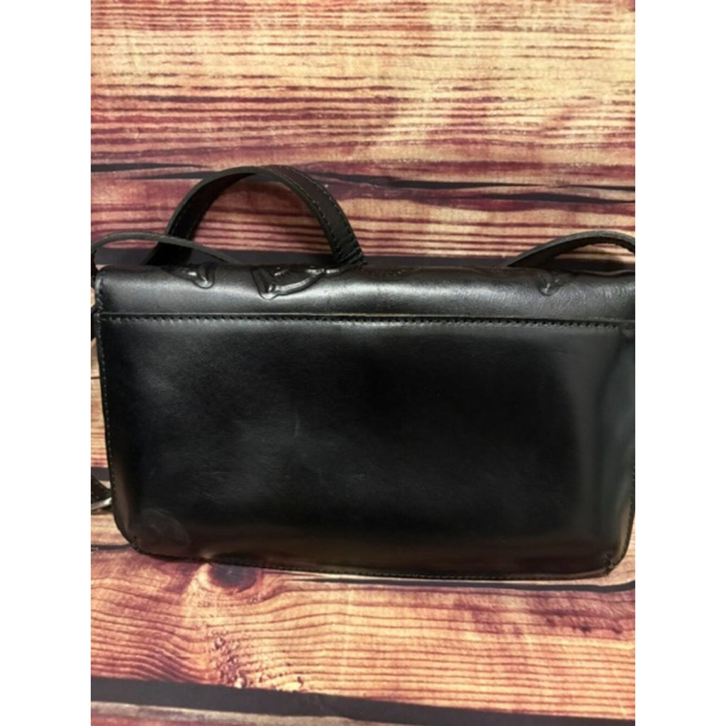 Patricia Nash Kent Burnished Rose Tooled Leather Crossbody Black NWOT