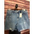 Judy Blue XL High Rise Distressed Raw Hem Shorts Medium Wash Stretch Denim NWT
