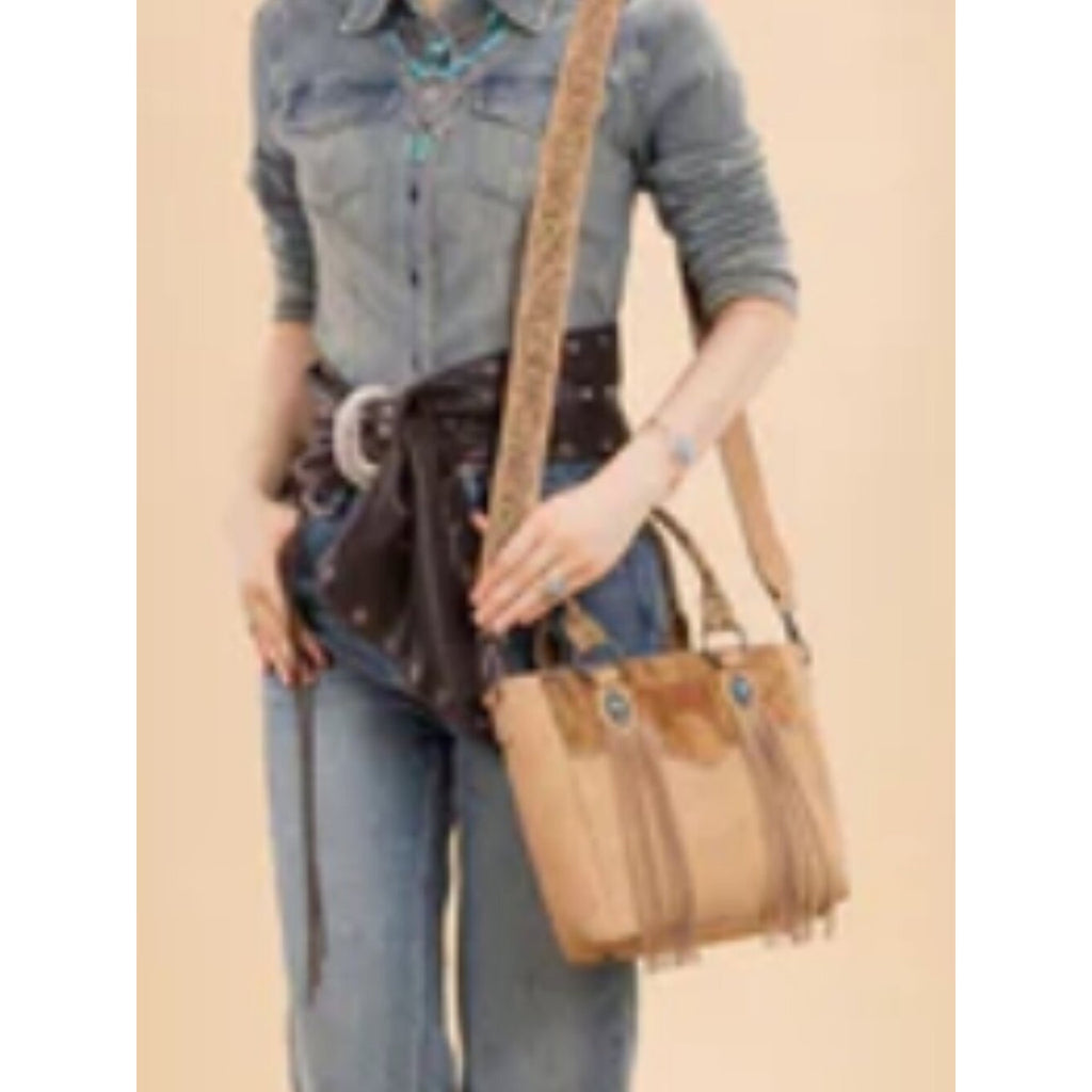 Montana West Cowhide Concealed Carry Tote, Beige NWT