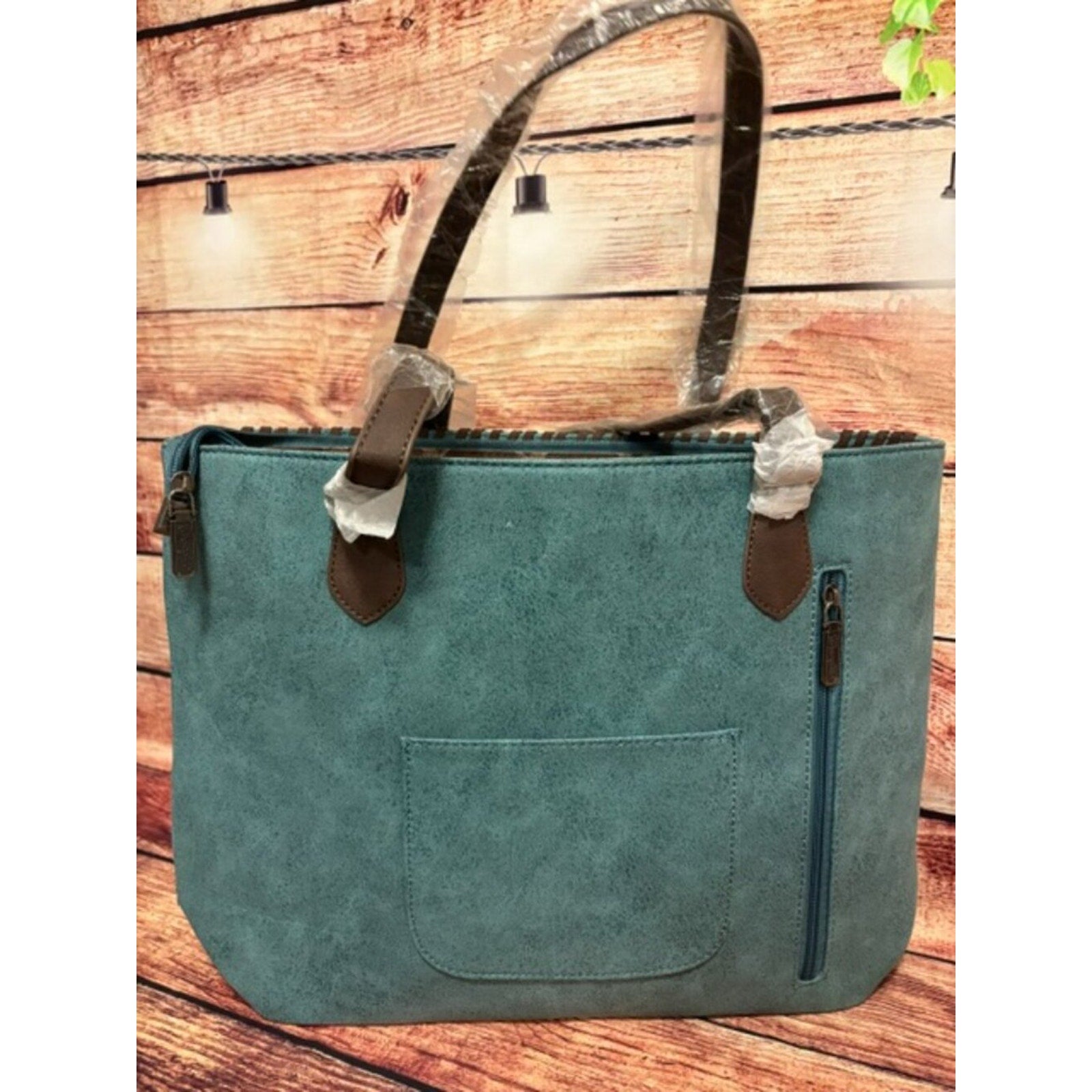 Wrangler Turquoise Aztec Fringe Western Tote Bag NWT