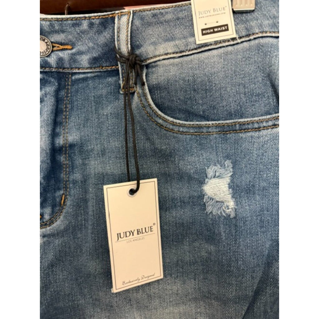 Judy Blue High Waist Denim Distressed Cutoff Shorts Size XL NWT