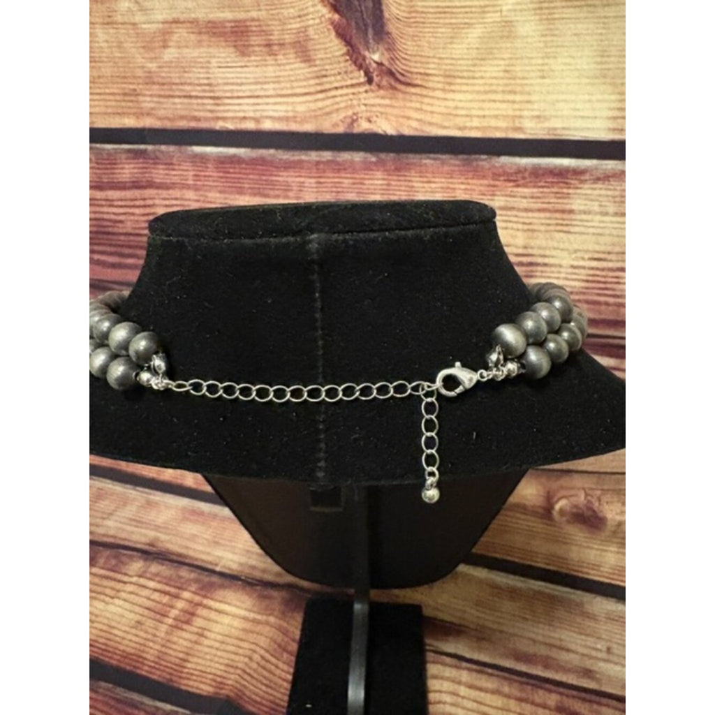 Western Turquoise Navajo Choker Necklace Silver Bead NWT