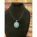 Western Turquoise Sunburst Pendant Adjustable Cord Necklace NWT