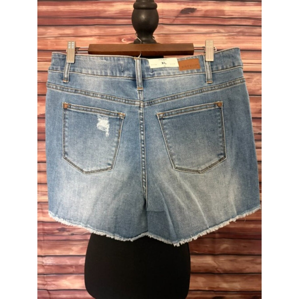 Judy Blue High Waist Denim Distressed Cutoff Shorts Size XL NWT