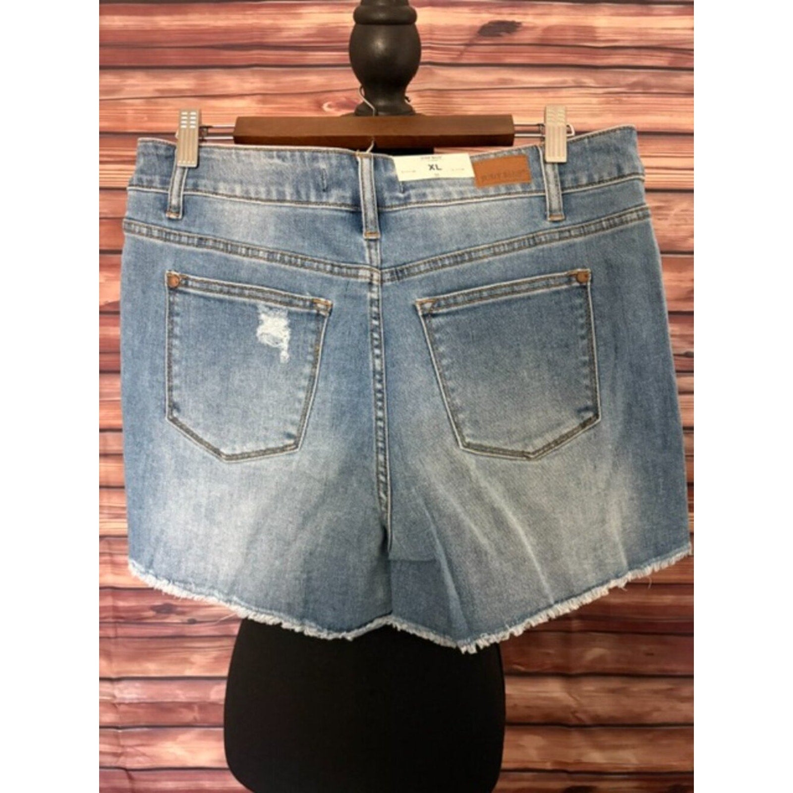 Judy Blue High Waist Denim Distressed Cutoff Shorts Size XL NWT