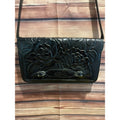 Patricia Nash Kent Burnished Rose Tooled Leather Crossbody Black NWOT