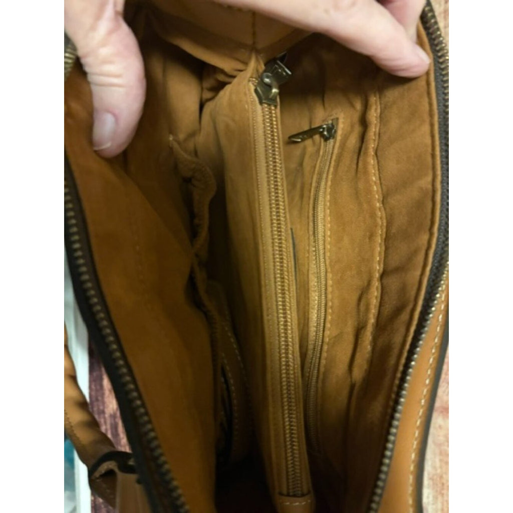 Patricia Nash Nova Italian Leather Satchel Crossbody Hazelnut NWOT