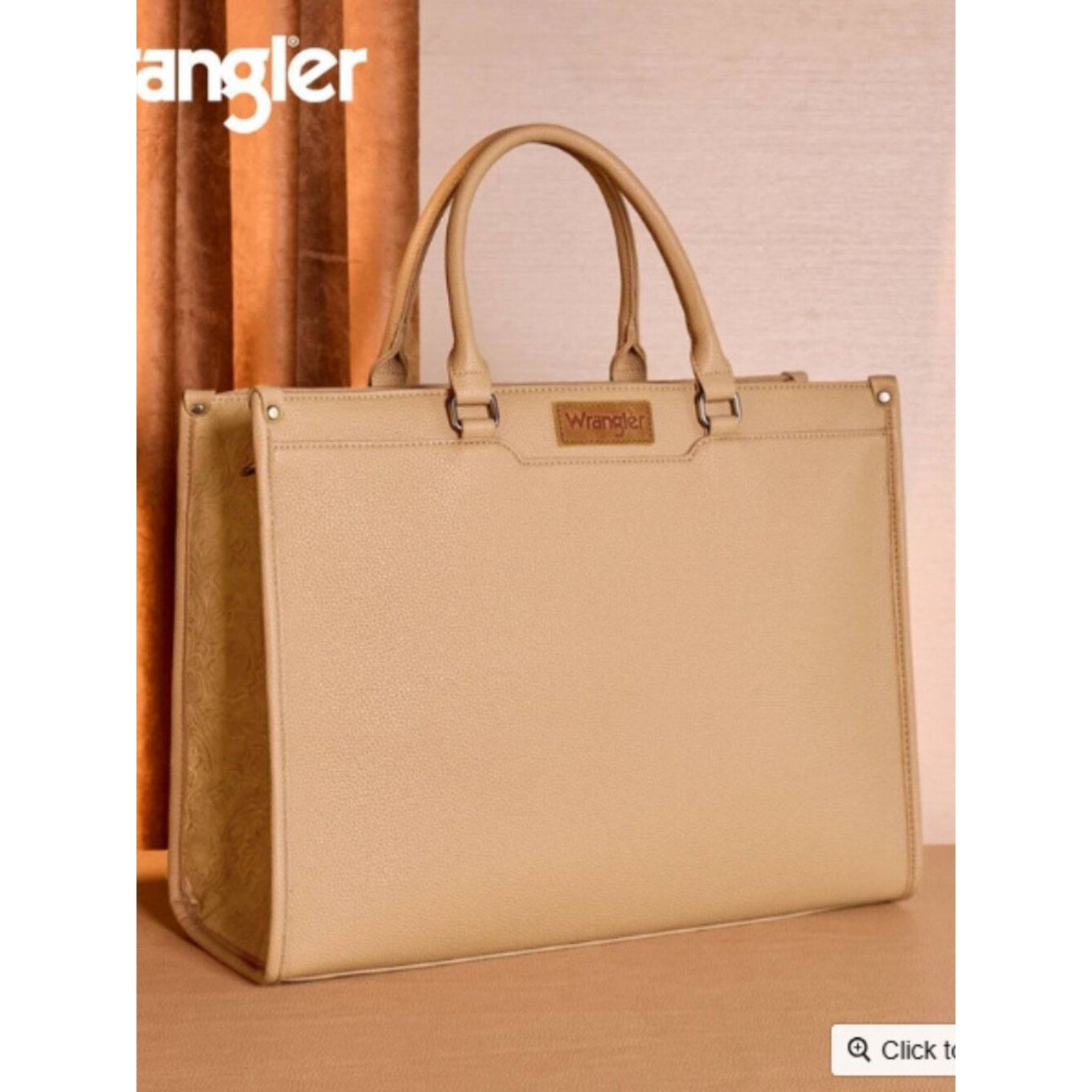Wrangler Carry-All Tote Laptop, Travel, Teacher Tote Bag, Khaki NWT