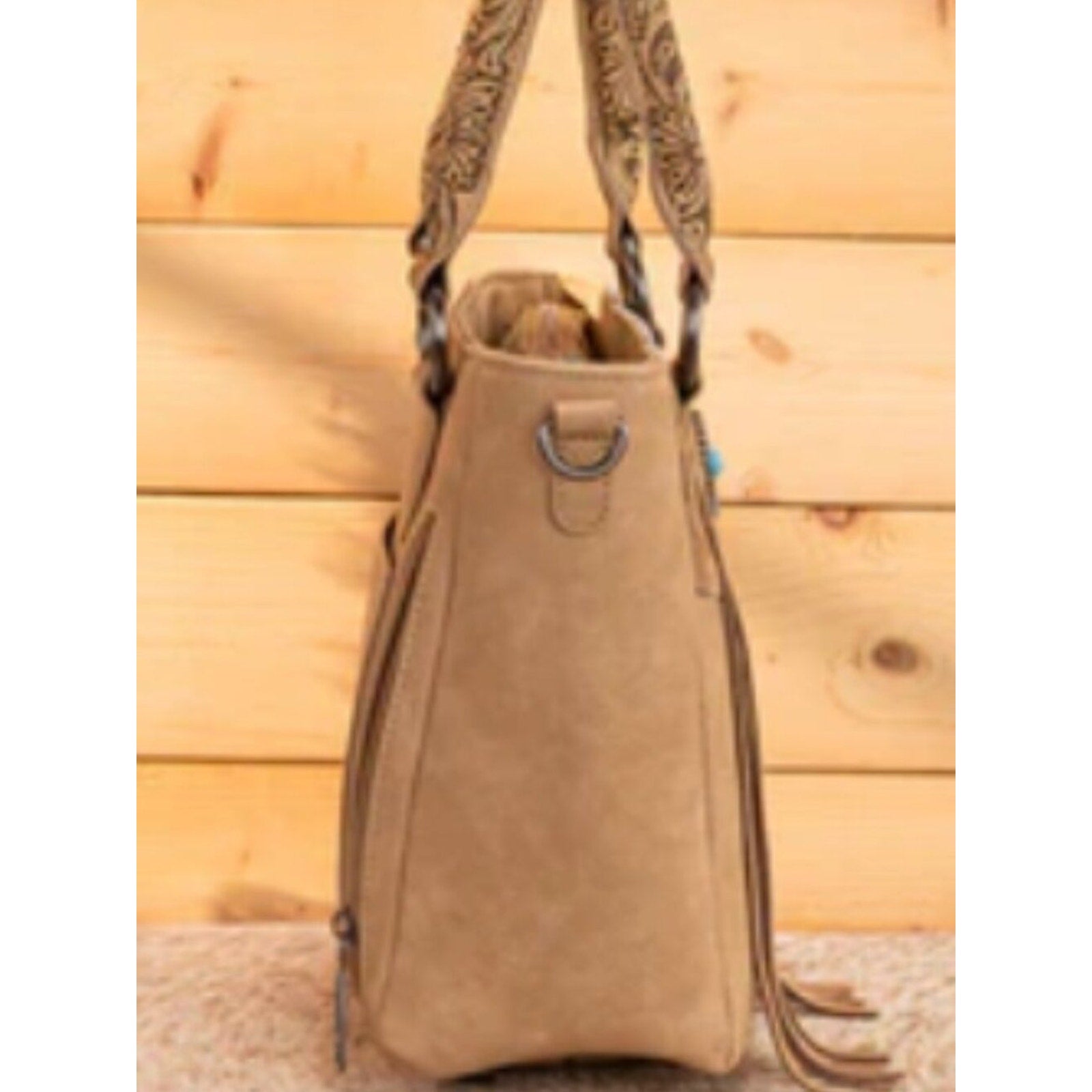 Montana West Cowhide Concealed Carry Tote, Beige NWT