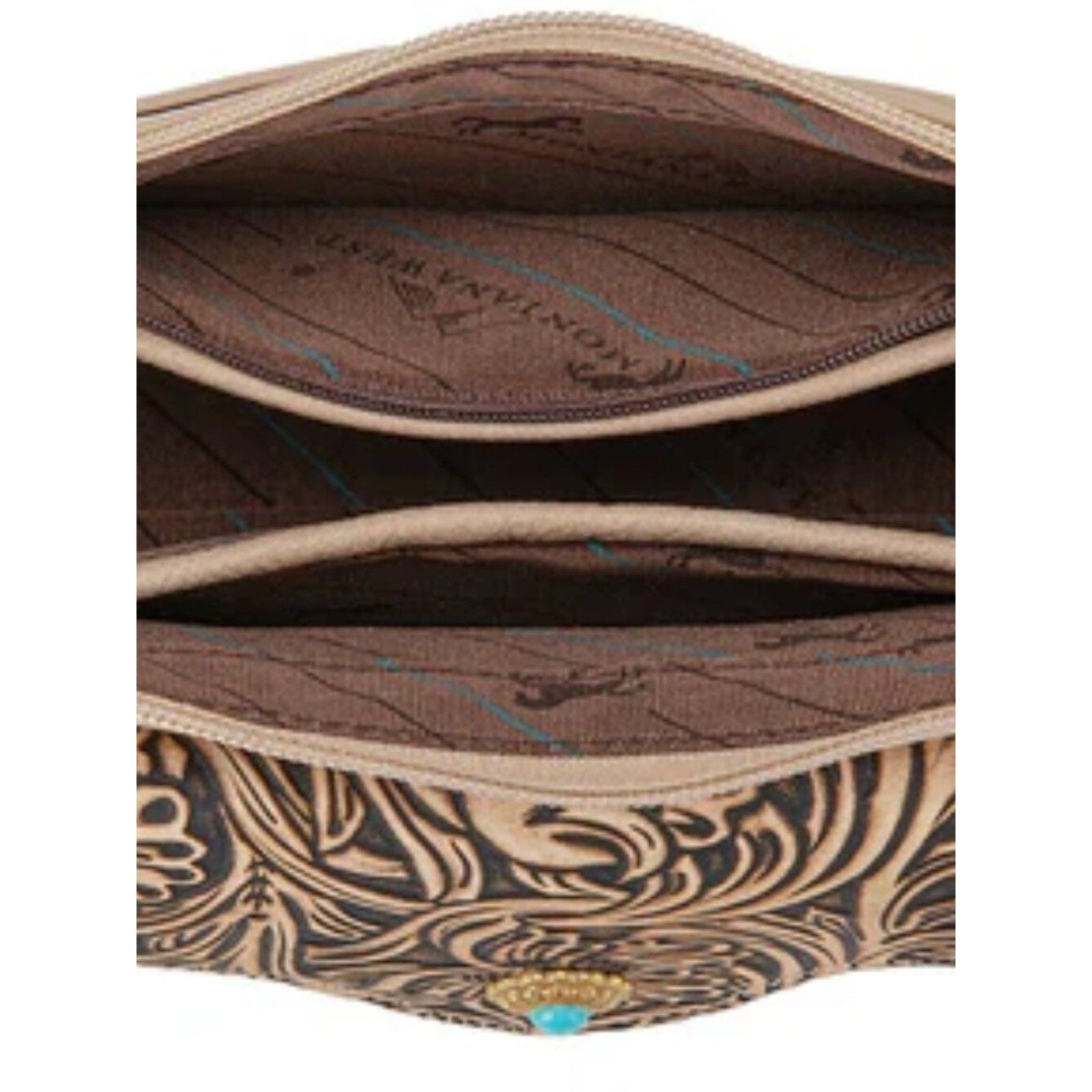 Montana West Tooled Floral Chain Strap Crossbody Shoulder Tan NWT