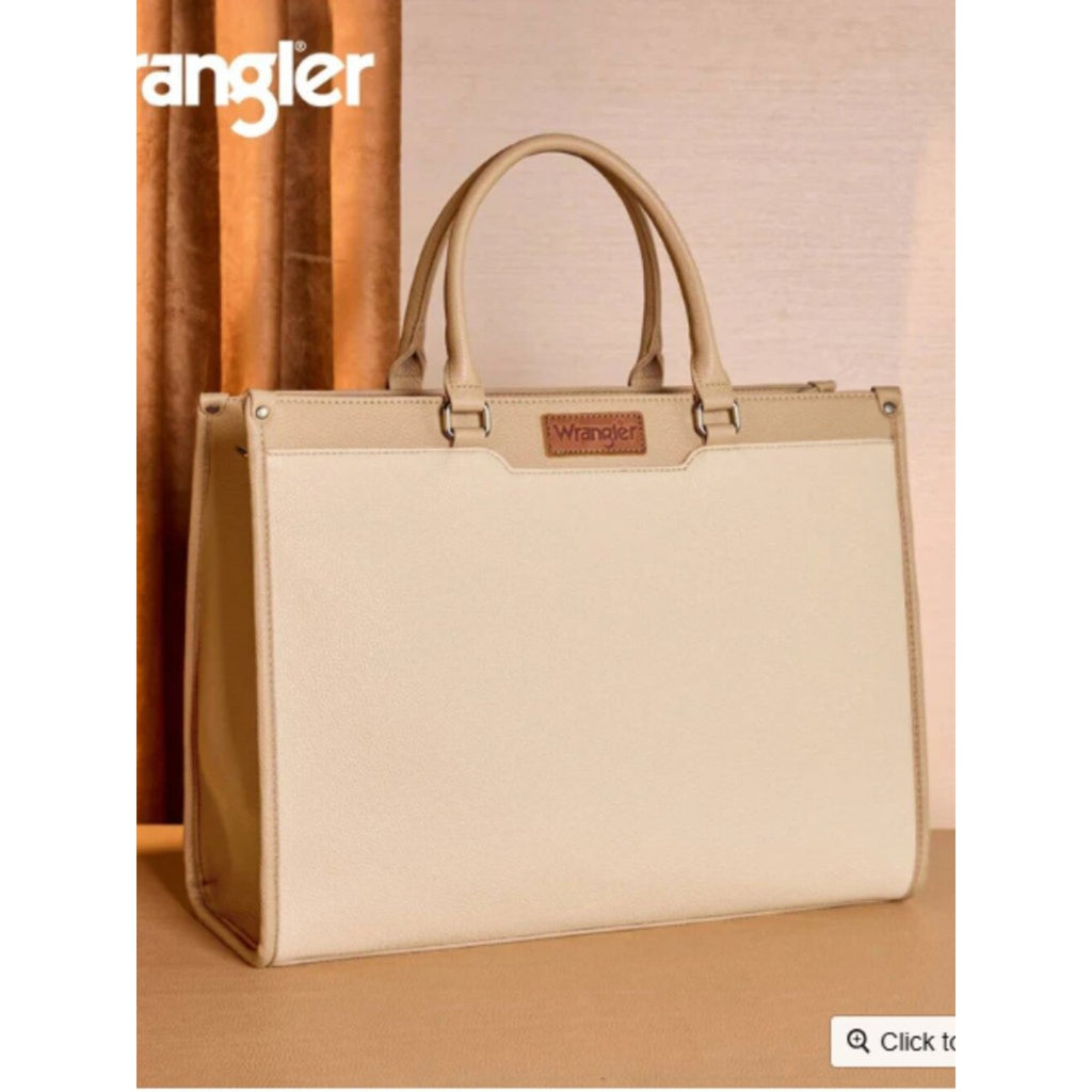 Wrangler Carry-All Tote Laptop, Travel, Teacher Tote Bag, Tan NWT