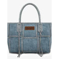 Wrangler Jean Blue Tooled Woven Grid Tote Bag Crossbody NWT