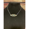 Western Turquoise Accent Bar Necklace Silver Tone Southwestern Jewelry NWT
