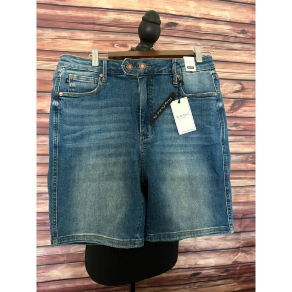 Judy Blue XL Tummy Control Bermuda Shorts High Rise Double Button Stretch Denim