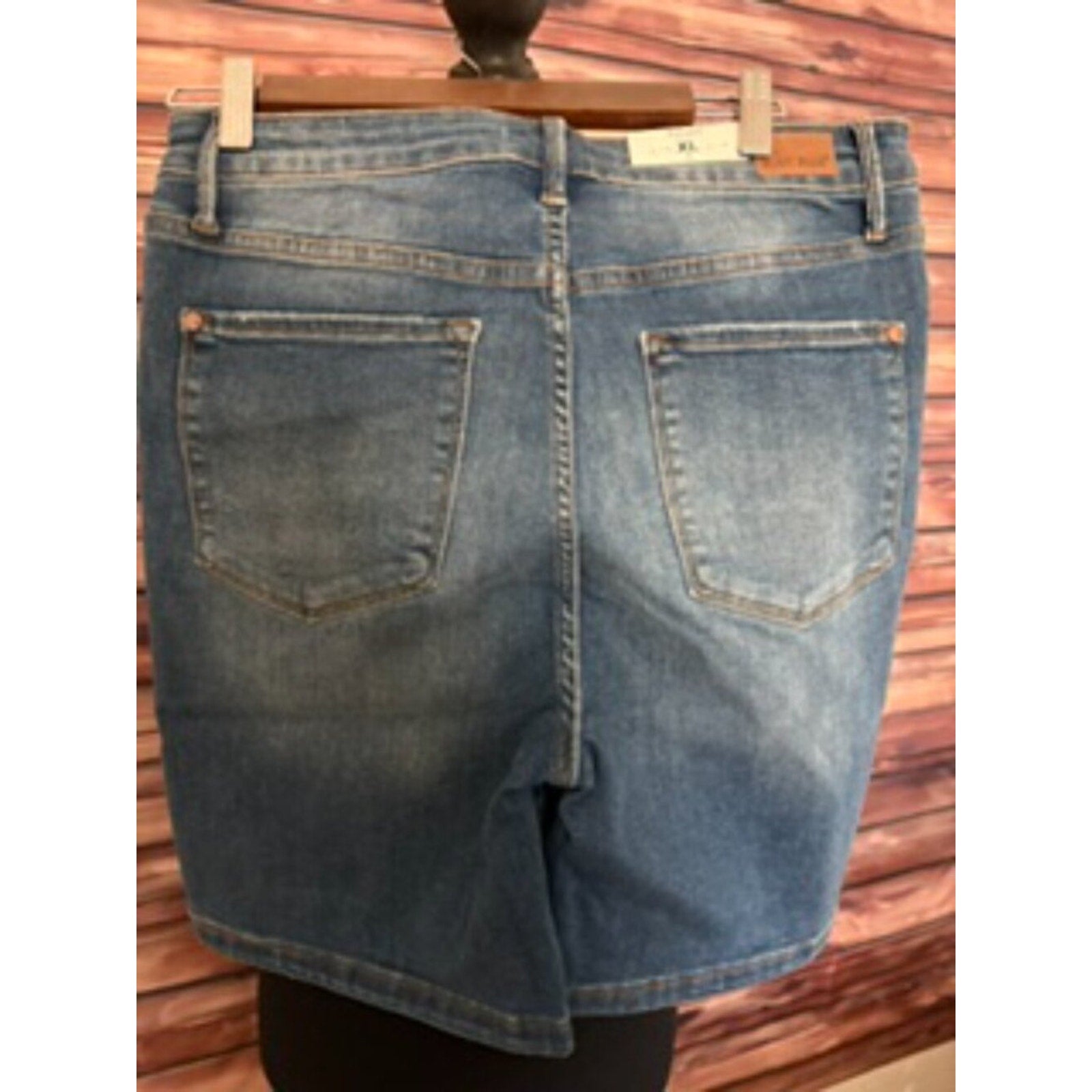 Judy Blue XL Tummy Control Bermuda Shorts High Rise Double Button Stretch Denim
