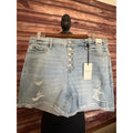 Judy Blue XL Button Fly High Rise Distressed Shorts Light Wash Stretch Denim NWT