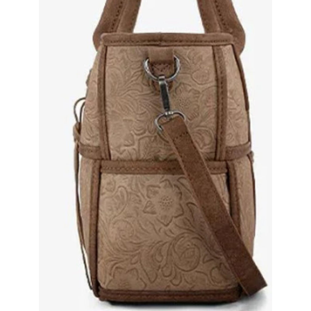 Wrangler Jean Blue Tooled Woven Grid Tote Bag Crossbody NWT