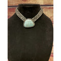 Copied - Western Turquoise Navajo Pearl Choker Necklace Silver Bead Cowgirl NWT