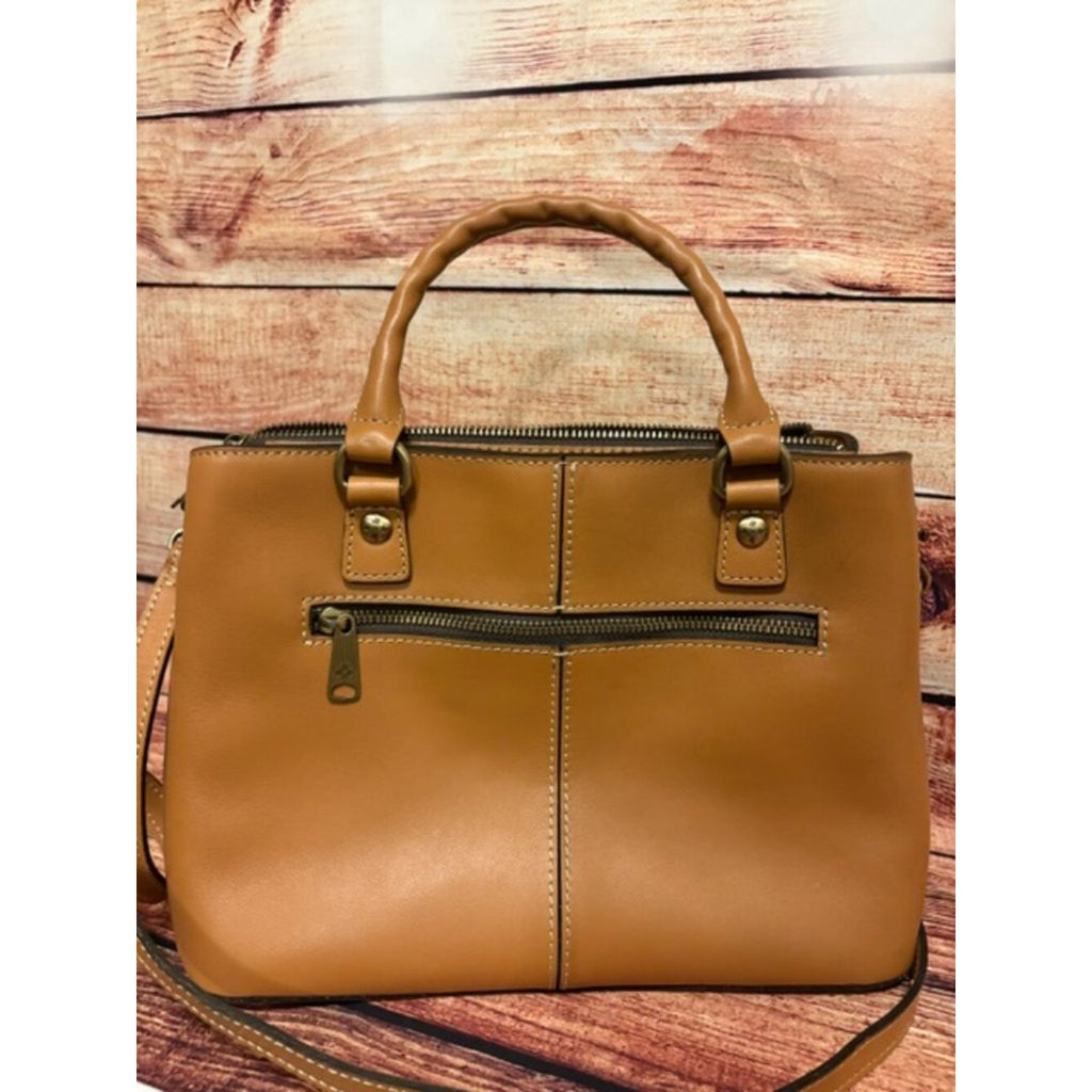 Patricia Nash Nova Italian Leather Satchel Crossbody Hazelnut NWOT
