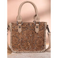 Trinity Ranch Floreal Tooled Mini Tote Crossbody Tan NWT