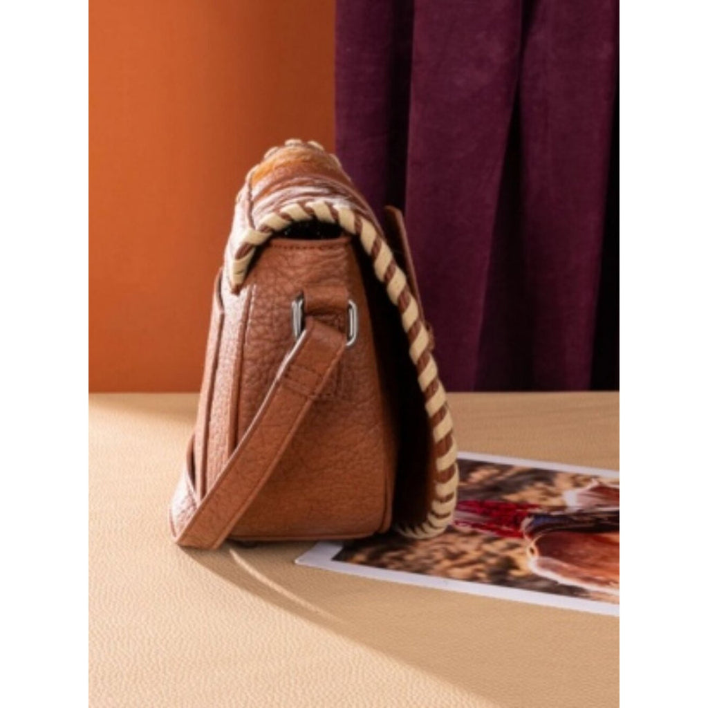Trinity Ranch Western Hair on Hide Cowhide Saddle Crossbody Purse Brown NWT