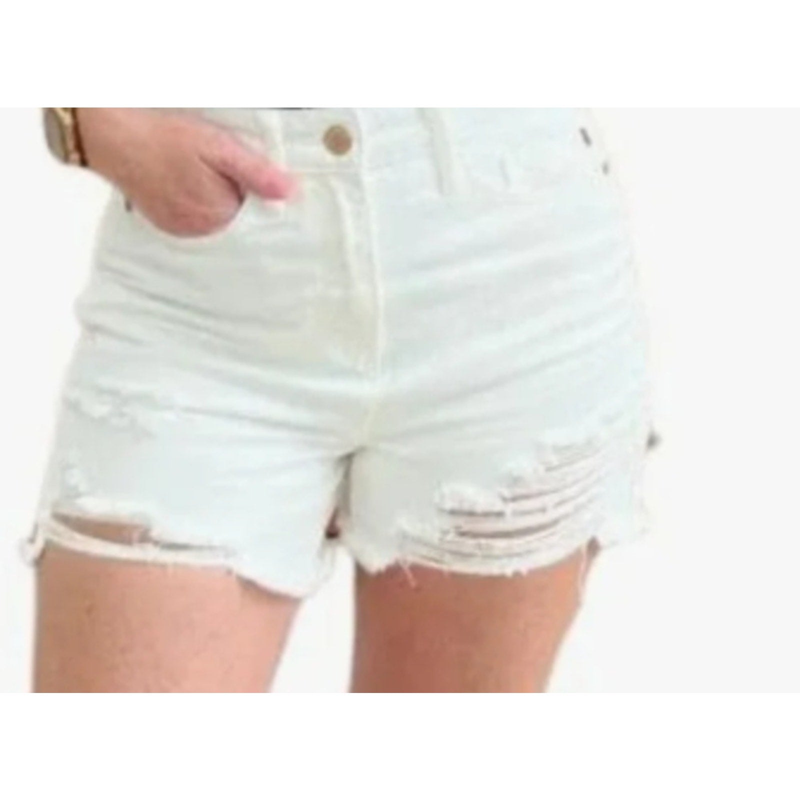 Judy Blue High Rise Rigid Magic Cutoff Shorts in White XL NWT