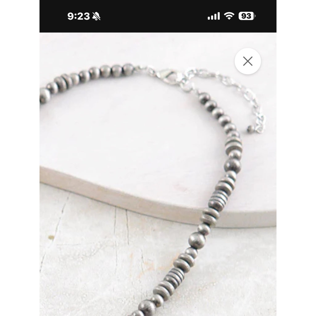 Western Navajo Pearl Twist Bead Necklace Silver Cowgirl Layering Necklace NWT