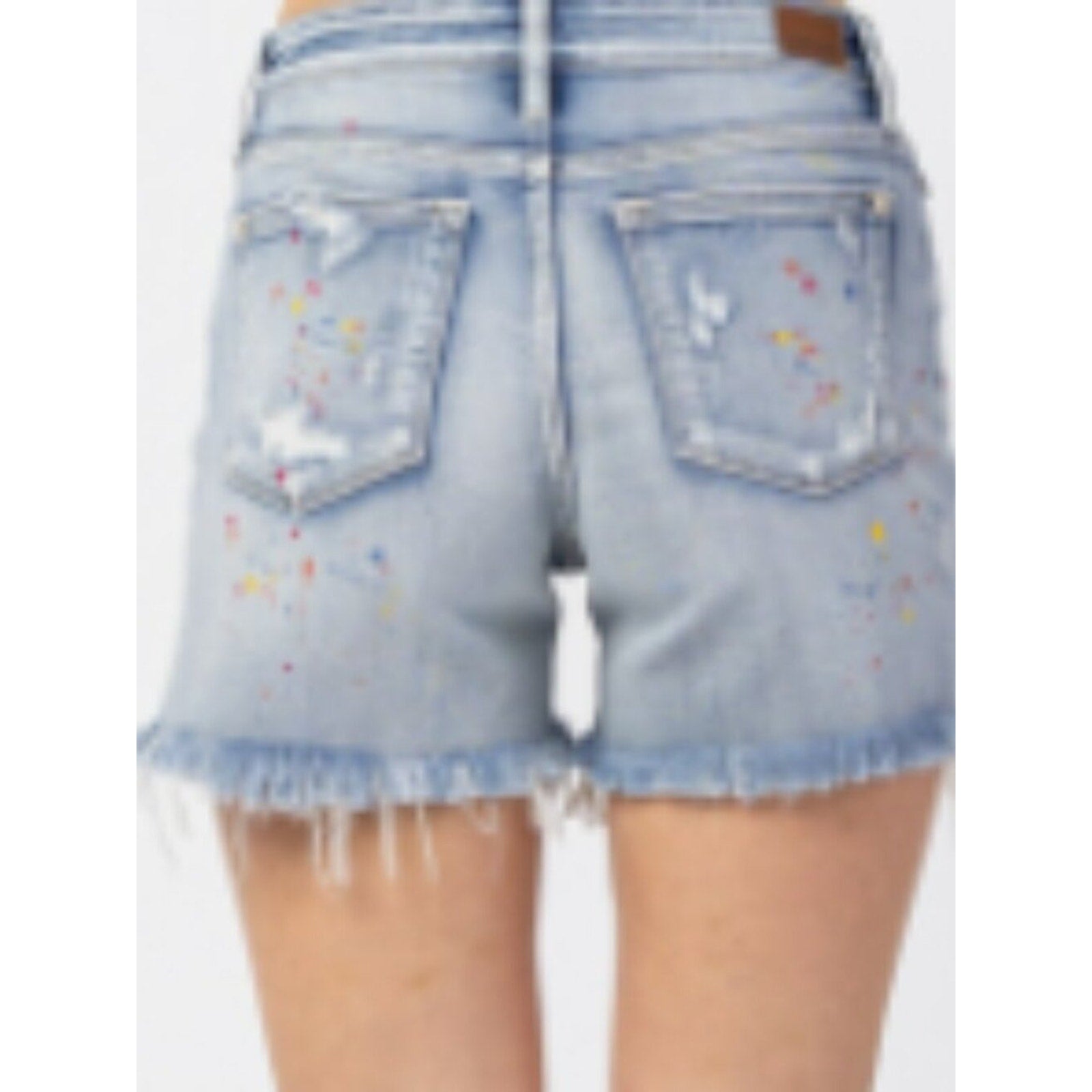 Judy Blue Mid-rise Rainbow Paint Splash Cutoff Shorts XL NWT