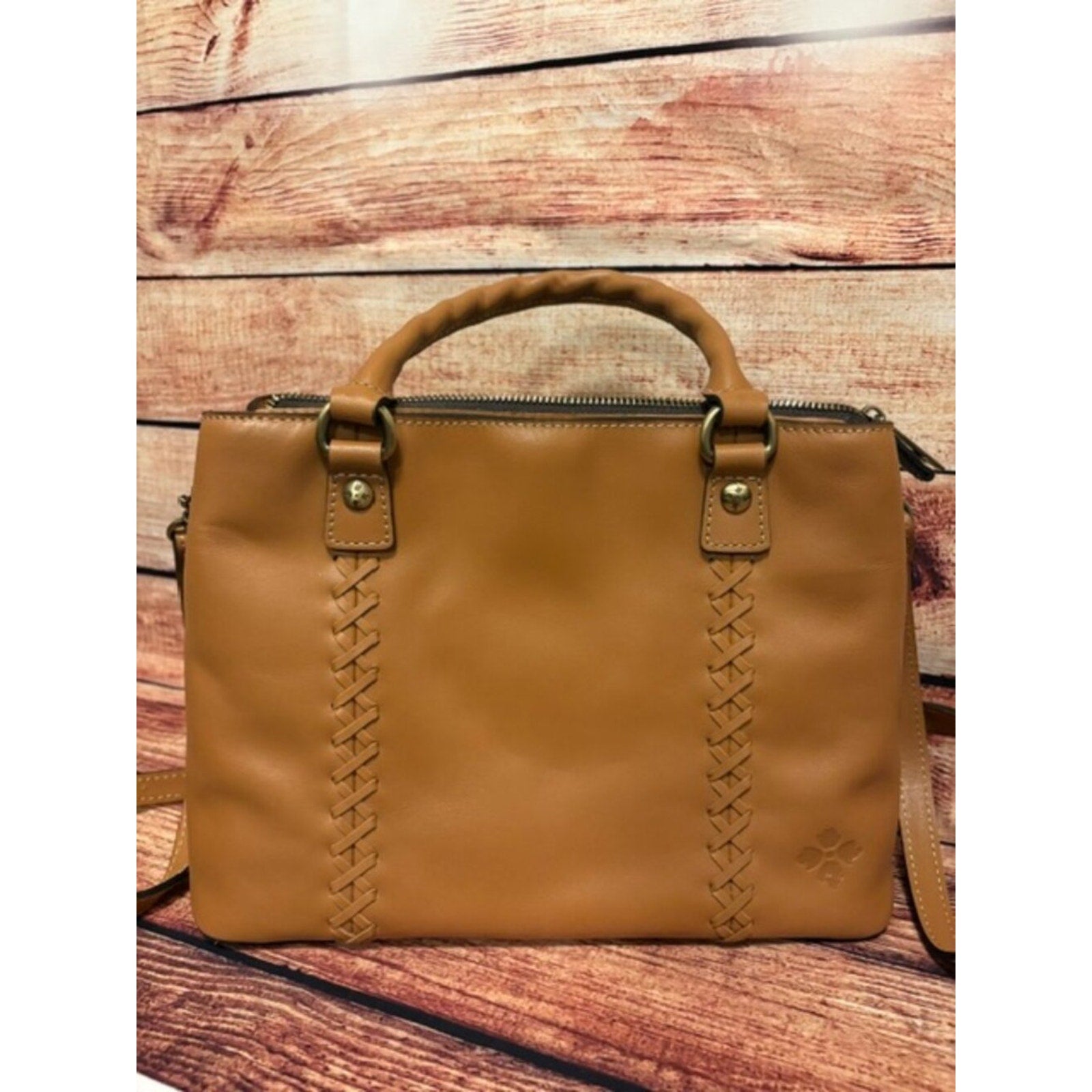 Patricia Nash Nova Italian Leather Satchel Crossbody Hazelnut NWOT